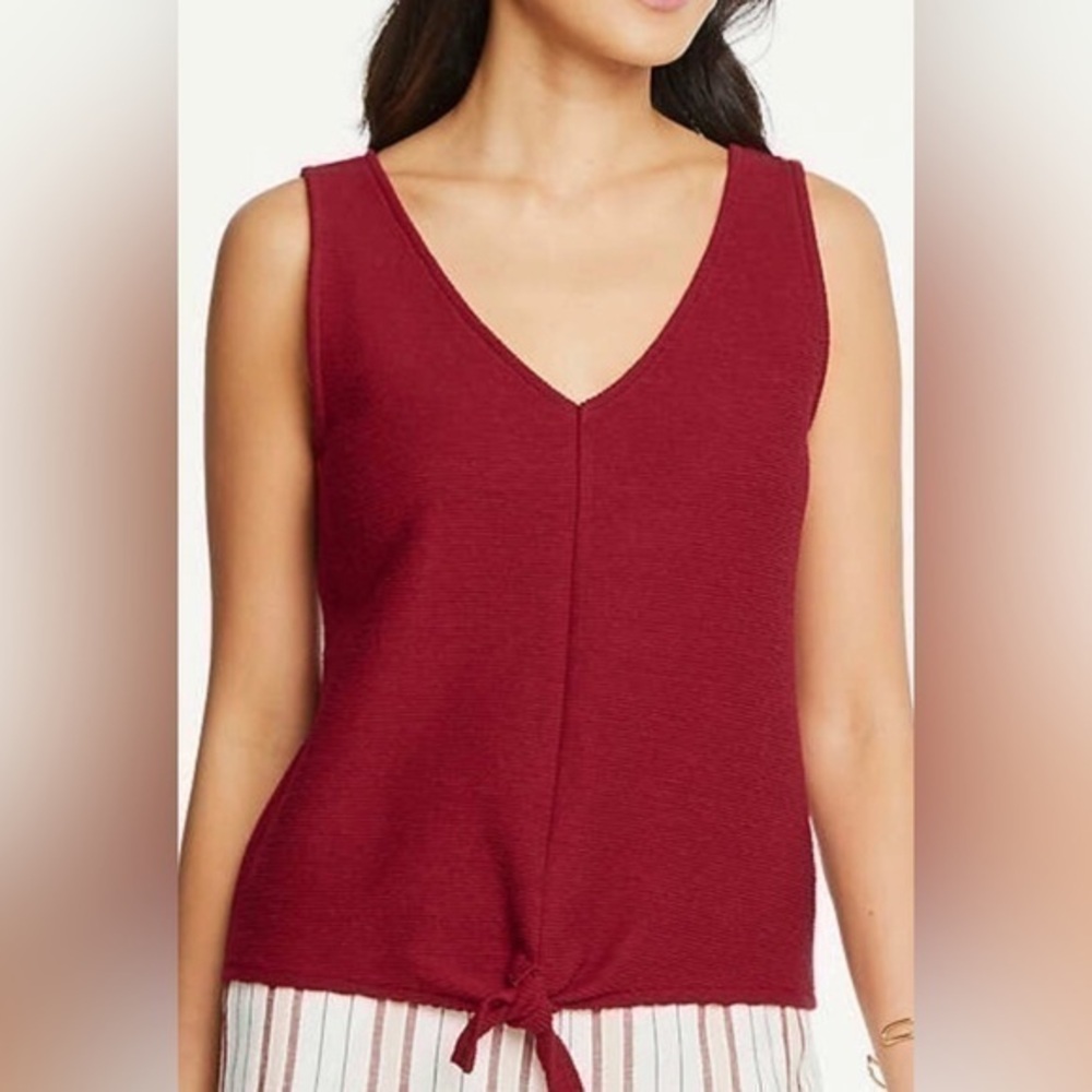 Ann Taylor red rust colored sleeveless tie, front shirt size small